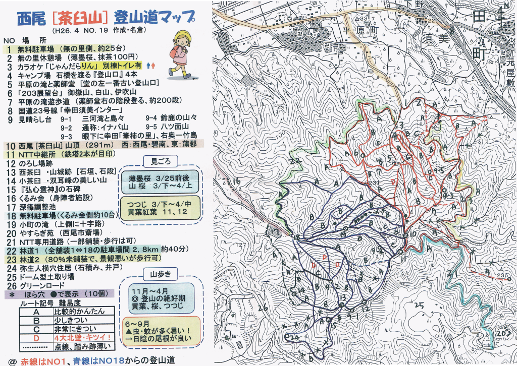 茶臼山登山コース(名倉氏作成)